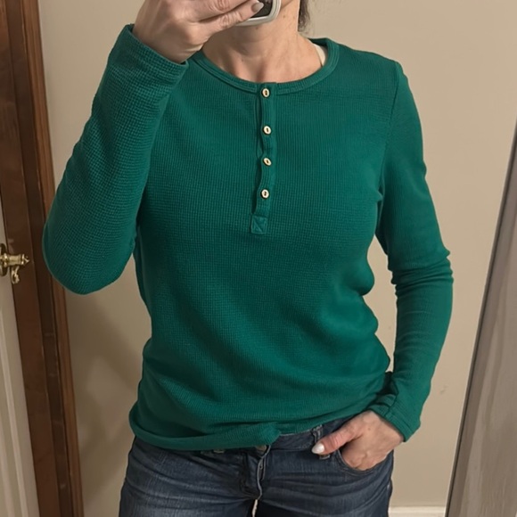 Michelle Mae Tops - Michelle Mae Green Fitted Polo Sweatshirt